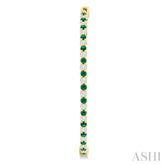 1.8 MM Emerald and Alternating 1 1/2 ctw Round Cut Inside-Out Diamond Precious Hoop Earrings in 14K Yellow Gold